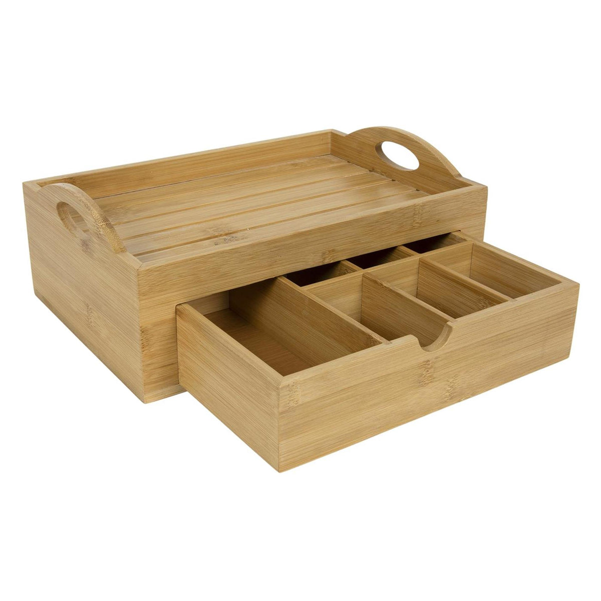 Serveringsbakke med skuffe bambus 20x30x12cm