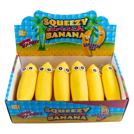 Jono legetøj squeeze funny bananas anti-stress stretch squeeze figur, 12 stk.