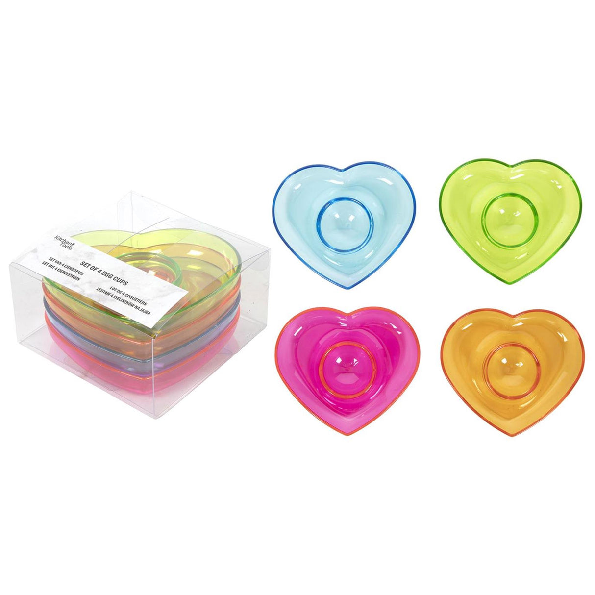Æggekop hjerte plast sæt med 4 stk