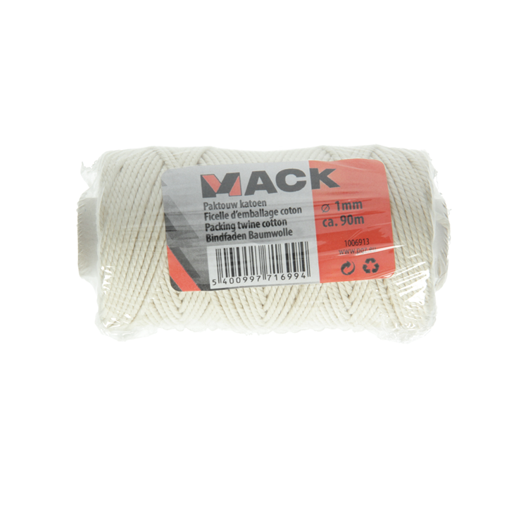 Mack 1006913 - paktov bomuld ecru 1mm ca. 90m | 10 stk