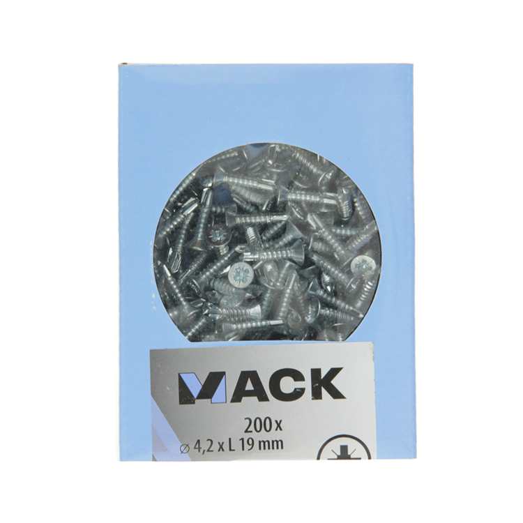 Mack 1007018 - selvborende skrue vz hoved 200 200 stk 4,2x19mm | 5 stk
