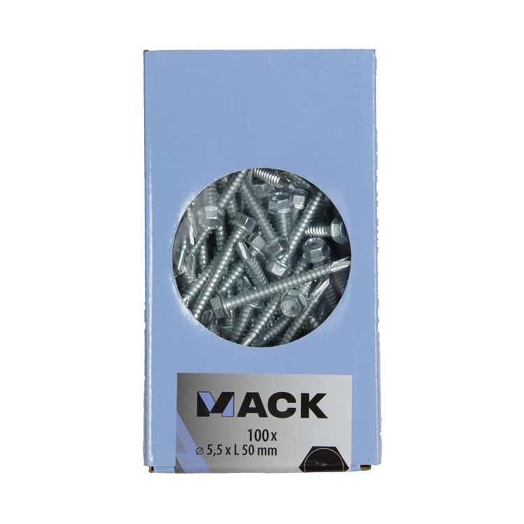 Mack 1007025 - selvborende sekskantskrue 100 100 stk 5,5x50mm | 5 stk