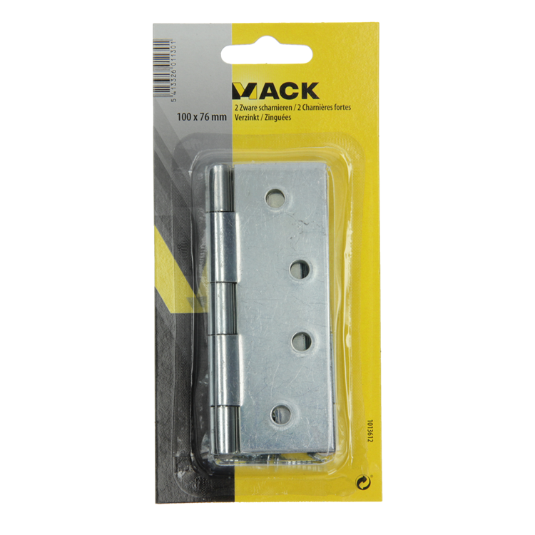 Mack 1013612 - 2 kraftige hængsler galvaniseret h 100 x b 76 mm | 5 stk