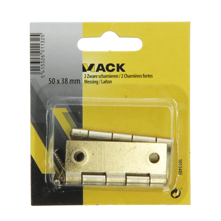 Mack 1013485 - 2 hængsler messingbelagt h 50 x b 38 mm | 5 stk