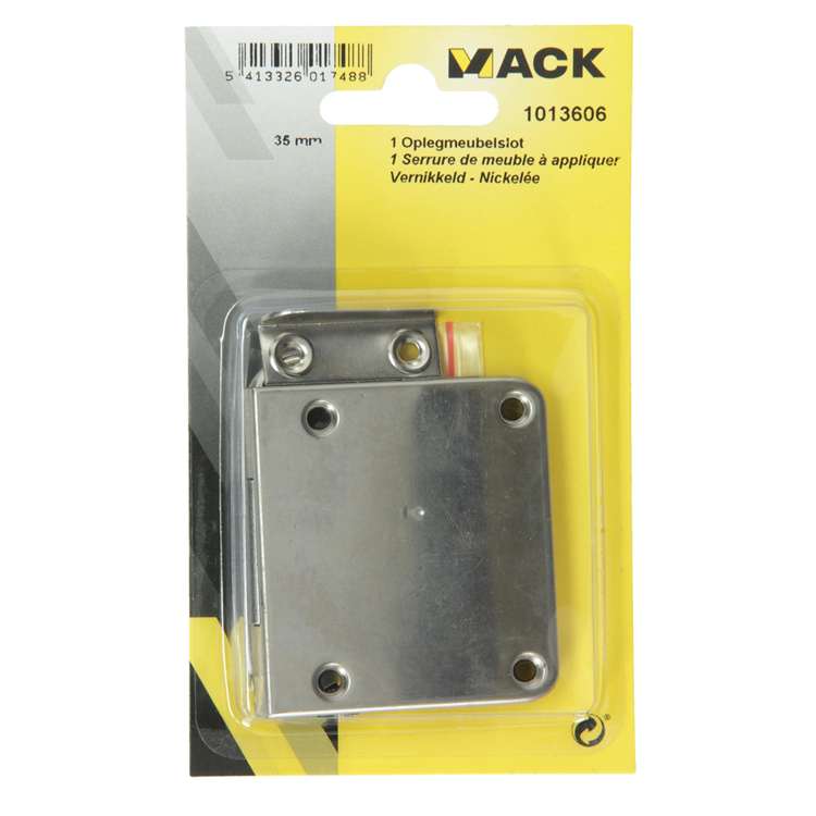Mack 1013606 - 1 overflademonteret møbellås forniklet 35mm | 5 stk