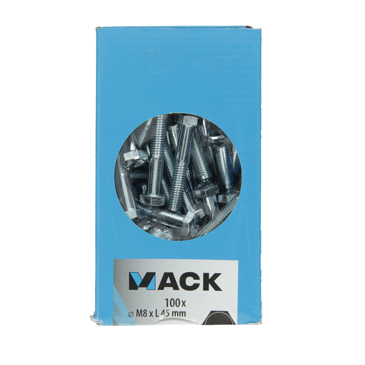 Mack 1007088 - mekanik bolt + møtrik 100 stk 8 x 45 mm | 4 stk