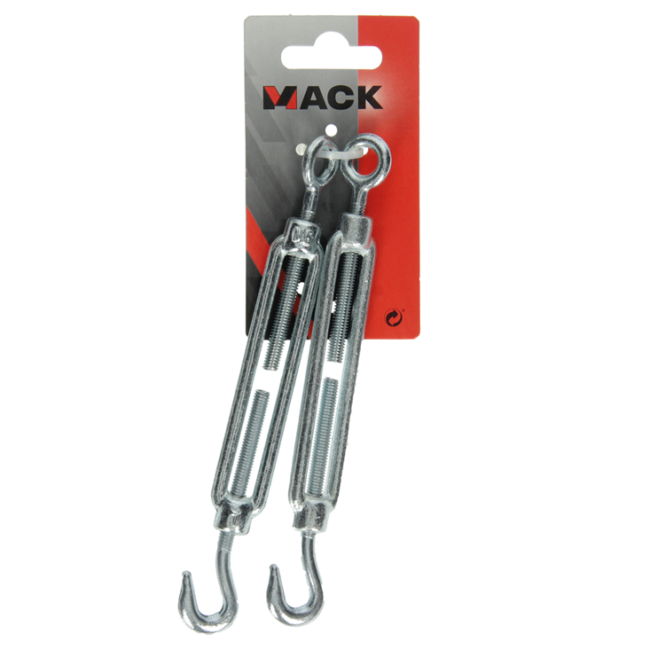 Mack 1008446 - 2 strammerøje + krog m6 x 110mm galvaniseret | 10 stk