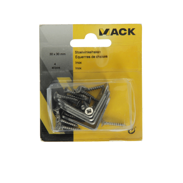 Mack 1013773 - 4 stolekroge rustfrit stål 30x30mm | 10 stk