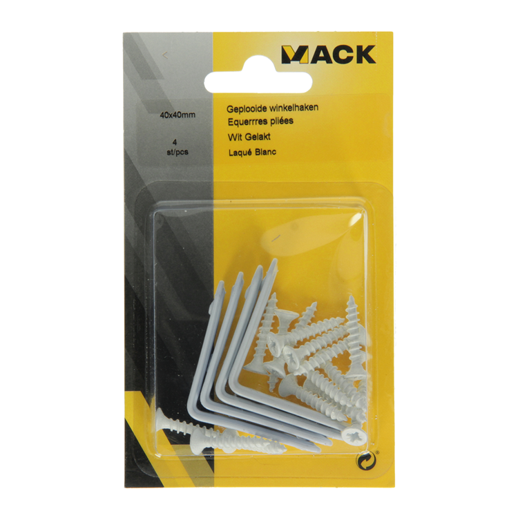 Mack 1013794 - 4 plisserede firkanter malet hvide 40x40mm | 10 stk