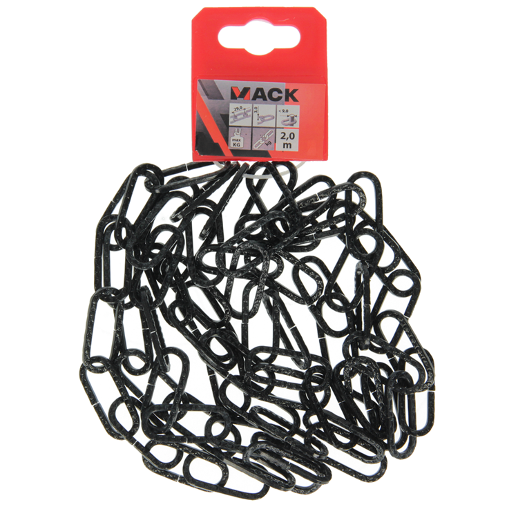 Mack 1015125 - dekorativ kæde sort flad ø 3mm l 29mm 2m | 5 stk