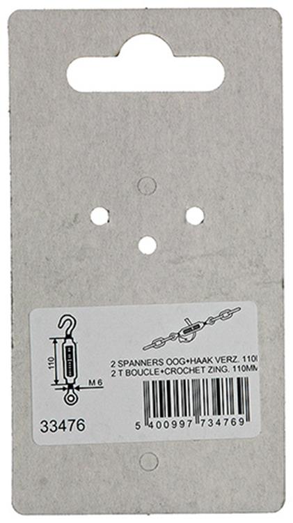 Mack 1008446 - 2 strammerøje + krog m6 x 110mm galvaniseret | 10 stk