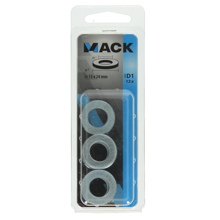Mack 1017718 - skive stål galvaniseret 12 stk 13 x 24 mm | 10 stk