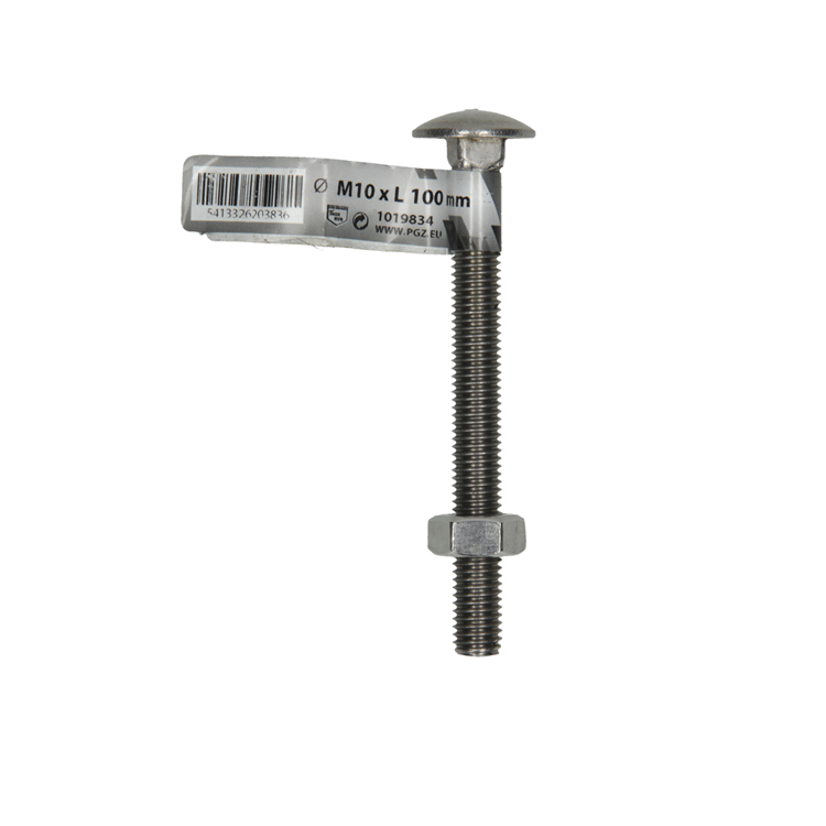 Mack 1019834 - træbolt + møtrik rustfrit stål 1 stk m10 x 100 mm | 10 stk