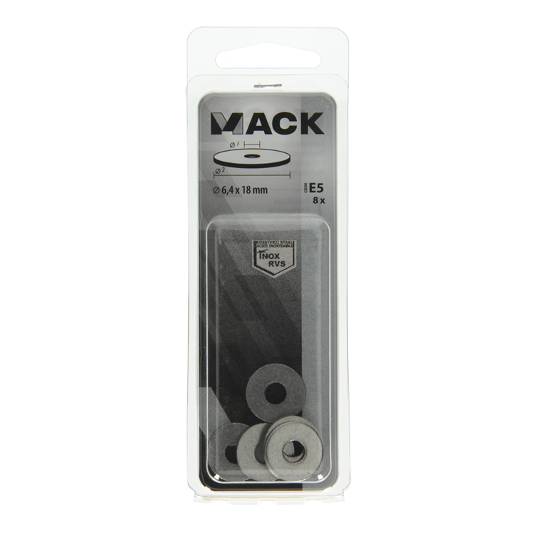 Mack 1019878 - kropsskive rustfrit stål a2 8 stk 6,4x18 | 10 stk