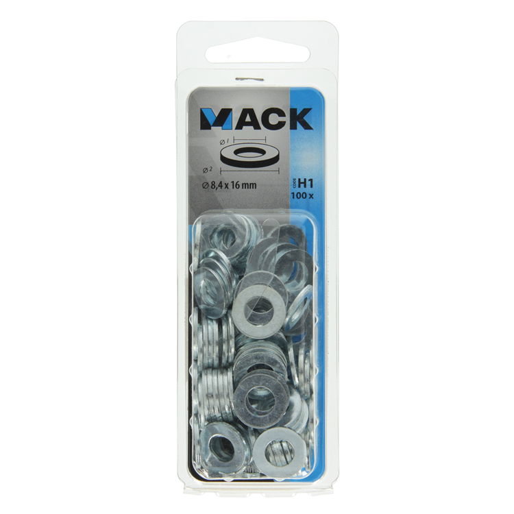 Mack 1018118 - skive stål galvaniseret 100 stk 8,4 x 16 mm | 5 stk