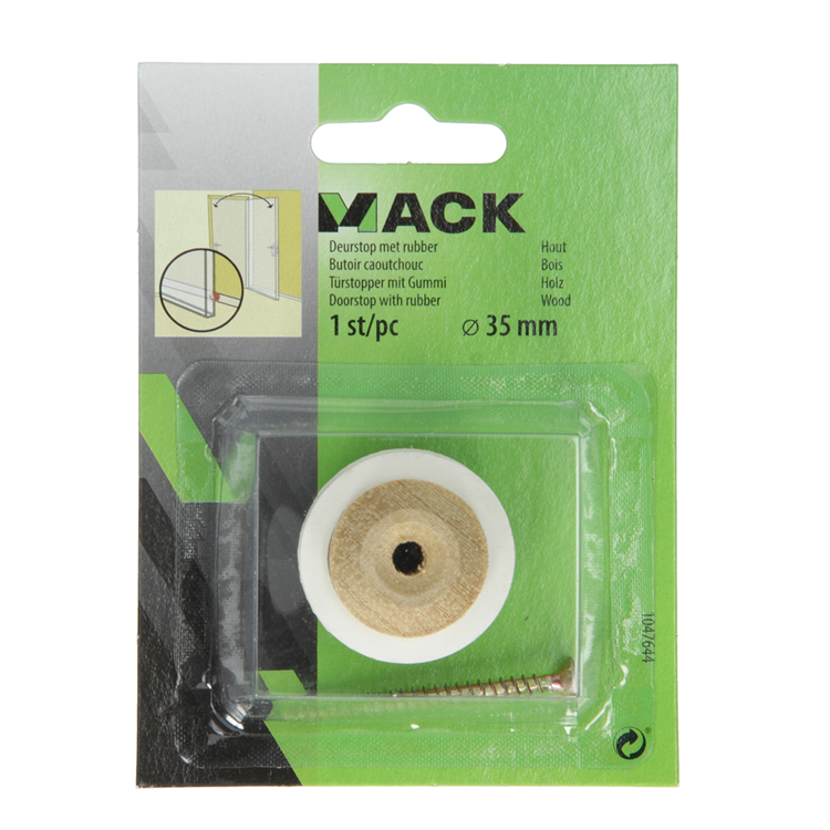 Mack 1047644 - dørstop med gummitræ ø 35 mm 1 stk stk | 6 stk