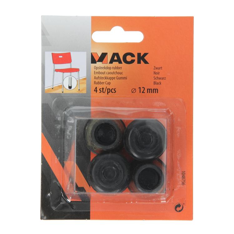Mack 1048756 - gummihætte sort ø 12 mm 4 stk | 6 stk