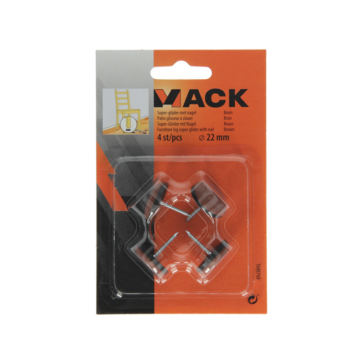 Mack 1048768 - super glider med søm brun ø 22 mm 4 stk | 6 stk