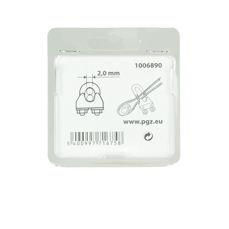 Mack 1006890 - 4 ståltrådsklemmer crosby rustfrit stål 1-2mm bl | 5 stk