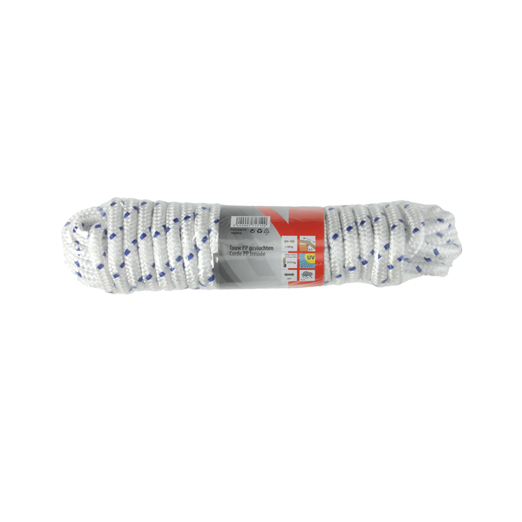 Mack 1006926 - pp flettet hvid blå streng12mm 10m | 5 stk