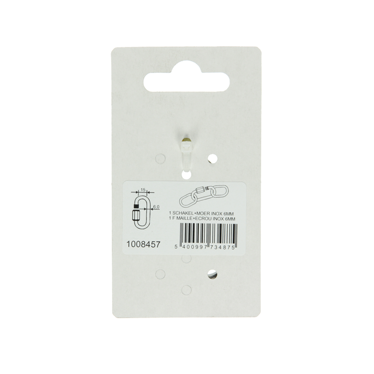 Mack 1008457 - 1 tomt led + møtrik 6mm rustfrit stål | 10 stk