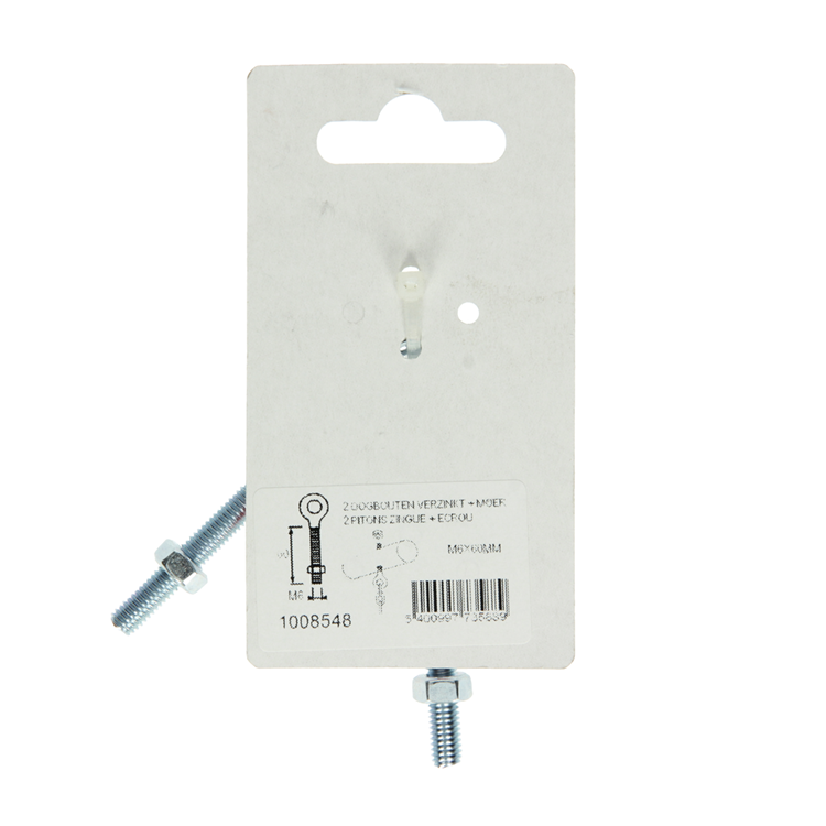 Mack 1008548 - 2 øjebolte + møtrik m6 x 60mm galvaniseret | 10 stk