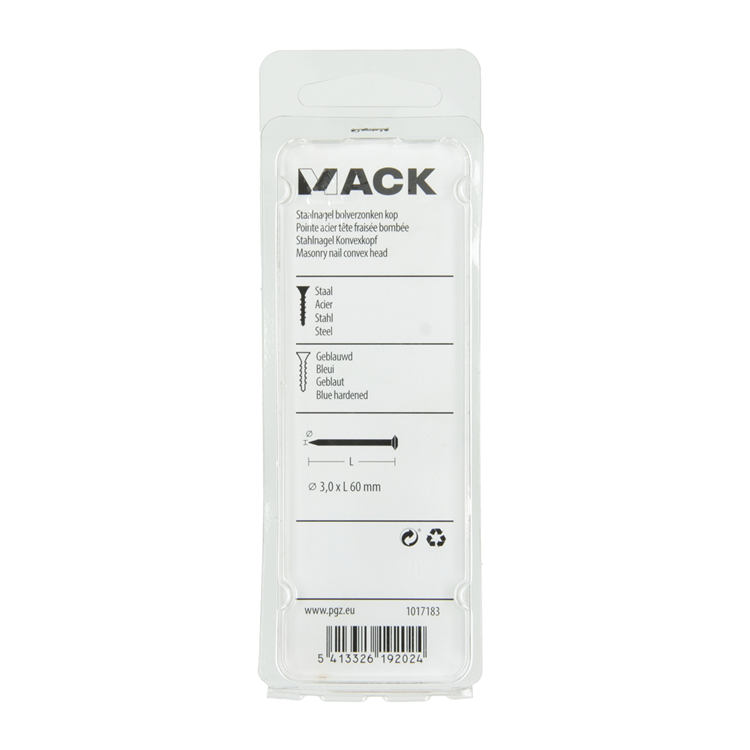 Mack 1017183 - stålsøm bvk stålblå 45 gr 3,0 x 60 mm | 10 stk