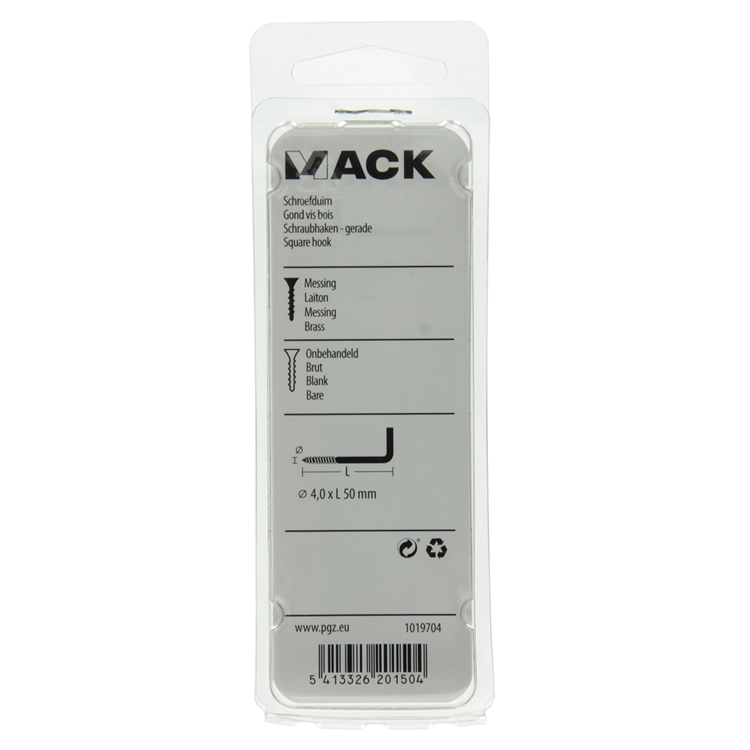 Mack 1019704 - skrue tommelfinger messing 2 stk 4,0 x 50mm | 10 stk