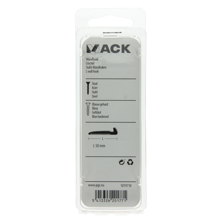 Mack 1019710 - vægkrog stål blå hærdet 6 stk 50 mm | 10 stk