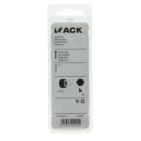 Mack 1019855 - zeskantmoer inox a2 2 st m12 | 10 stuks