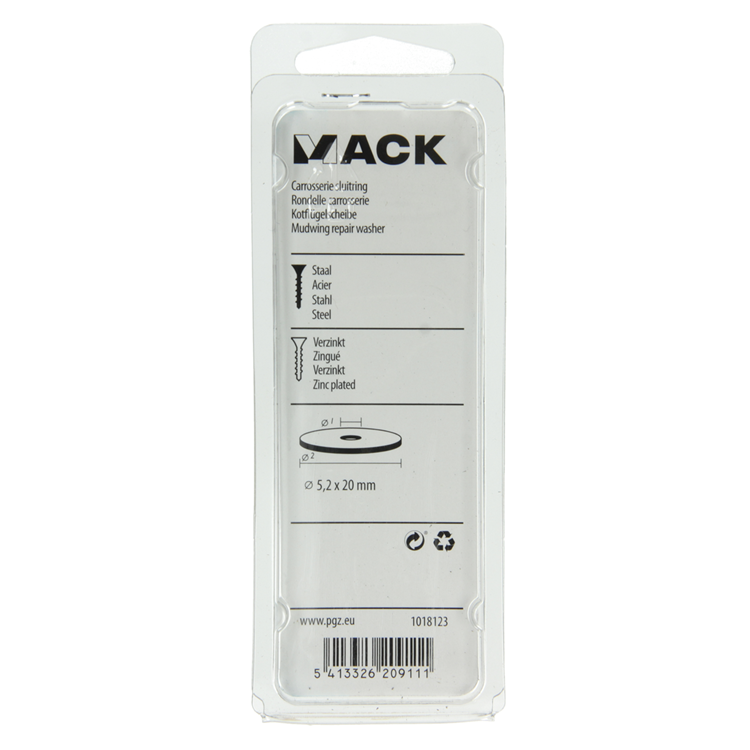 Mack 1018123 - kropsskive galvaniseret 80 stk 5,2 x 20 mm | 5 stk