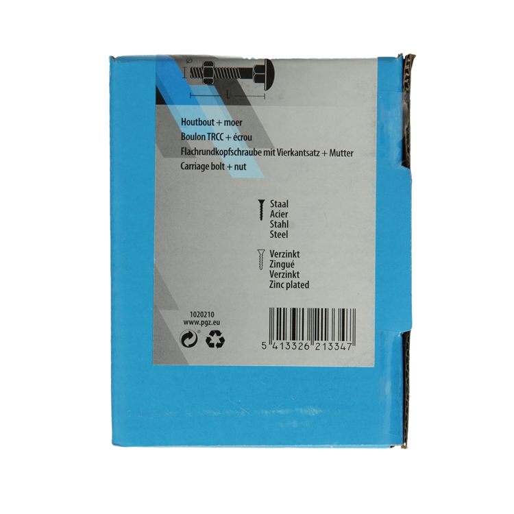 Mack 1020210 - træbolt + møtrik galvaniseret 12 stm8 x 100 mm | 5 stk