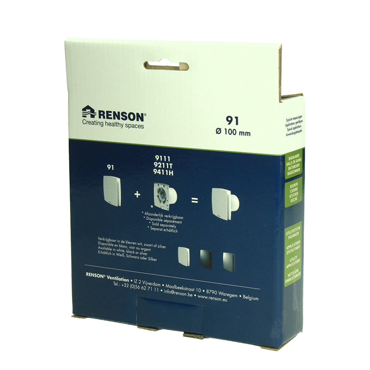 Renson 1069258 - mekanisk ventilatordæksel (9x11-dia 100) 91g (grå) | 2 stk