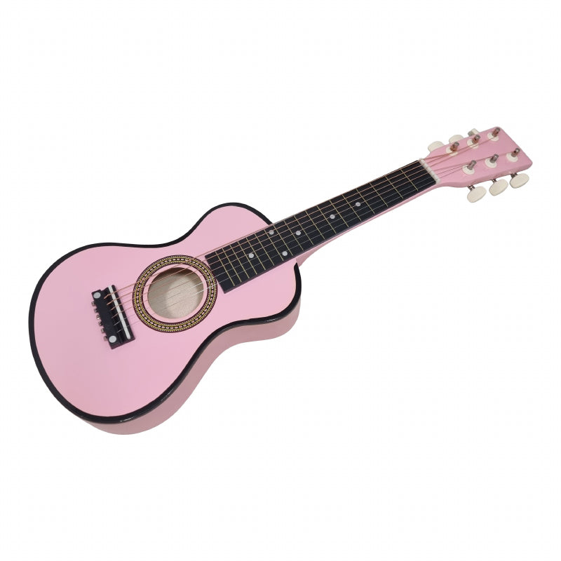 Playwood børneguitar - pink trælegetøjsinstrument med 6 strenge