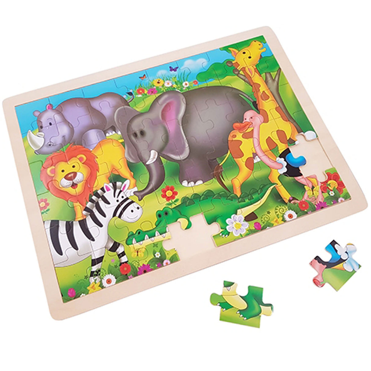 Playwood træ puslespil vilde dyr - 48 stk.
