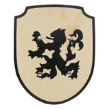 Playwood træ skjold ridder løve med stof håndtag legetøj.