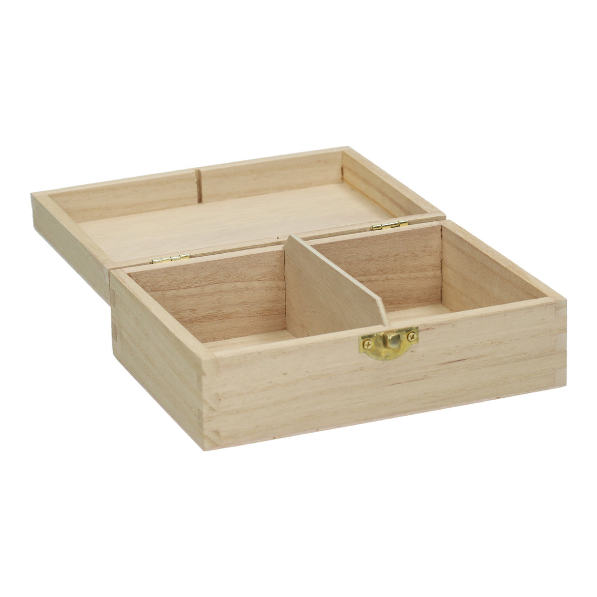 Playwood træ opbevaringsboks, kortæske med klaplåg og 2 rum.