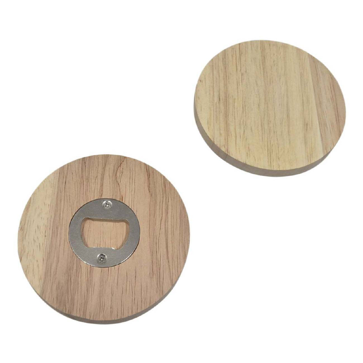 Playwood træ flaskeåbner rund, 9,5 cm