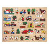 Playwood houten noppenpuzzel boerderij extra groot - 32st.