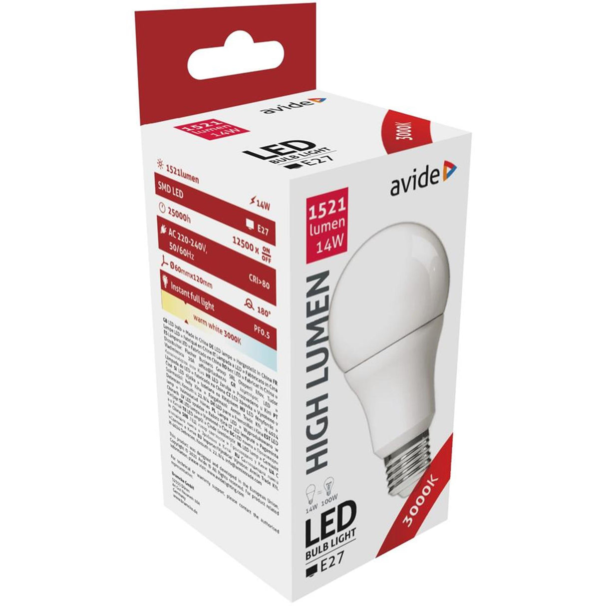 Avide LED lampe E27 14W 3000K WW 1521lm