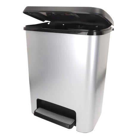 Keter compatta stijl stalen prullenbak 25l zilver