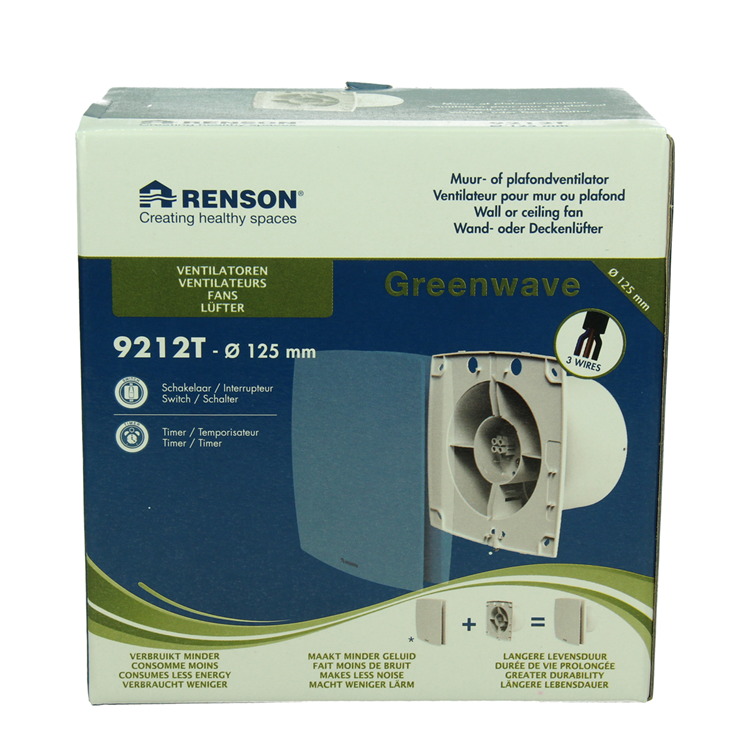 Renson 1069254 - mek. blæser med timer 9212t (dia 125) | 2 stk