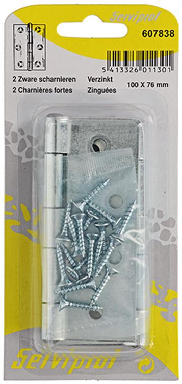 Mack 1013612 - 2 kraftige hængsler galvaniseret h 100 x b 76 mm | 5 stk
