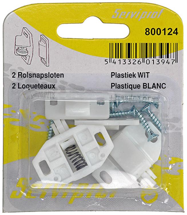 Mack 1015811 - 2 rullesnaplåse hvid plast | 10 stk
