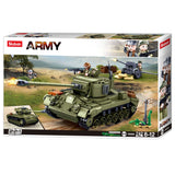 Sluban army WWII m26 pershing tankbygningslegetøj – byggelegetøjsmodelbygning – byggekasse med 742 byggeklodser – m38-b0860 fra 8 år