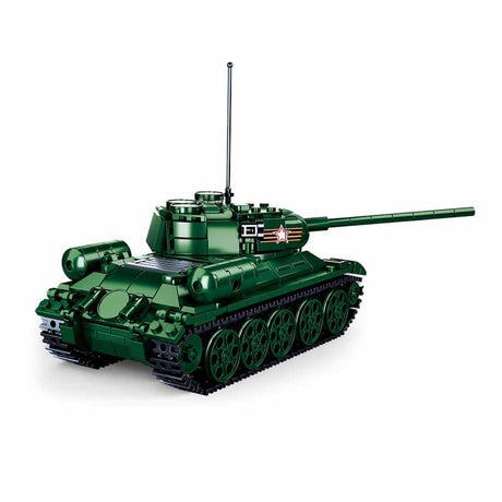 Sluban WWII T-34-85 tankbyggelegetøj til børn fra 8 år - byggelegetøjsmodelbygning - byggekasse med 497 byggeklodser - m38-b0982