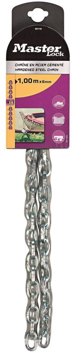 Masterlock kæde, stål med vinyl, 6mm, 1m