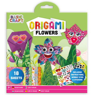 Origami sæt med blomster dyr 18stk+klistermærker