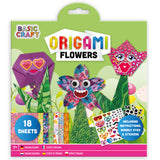 Origami sæt med blomster dyr 18stk+klistermærker