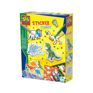 Ses creative ses - sticker maker - dinos - shaker stickers og almindelige dino stickers - farve dig selv - inklusive tuscher, pailletter og glimmerlim - håndværk til drenge - dinosaur legetøj